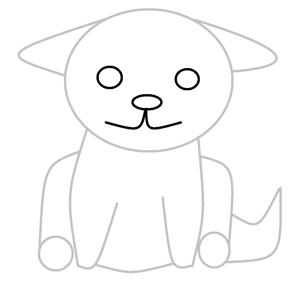 Как нарисовать щенка поэтапно карандашом, шаг 3