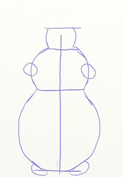 Как нарисовать Снеговика, шаг 2