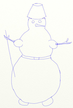 Как нарисовать Снеговика, шаг 4