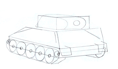 Как нарисовать танк Т-34 шаг 4
