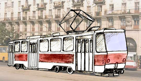 Как нарисовать трамвай поэтапно