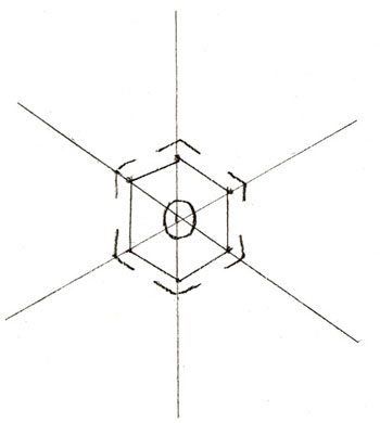 Как нарисовать снежинку, шаг 2