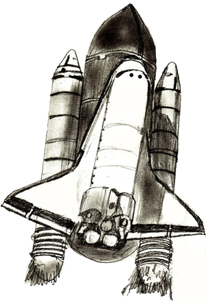 Рисунок космического корабля Space Shuttle, шаг 6